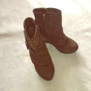Brown Wedge Booties